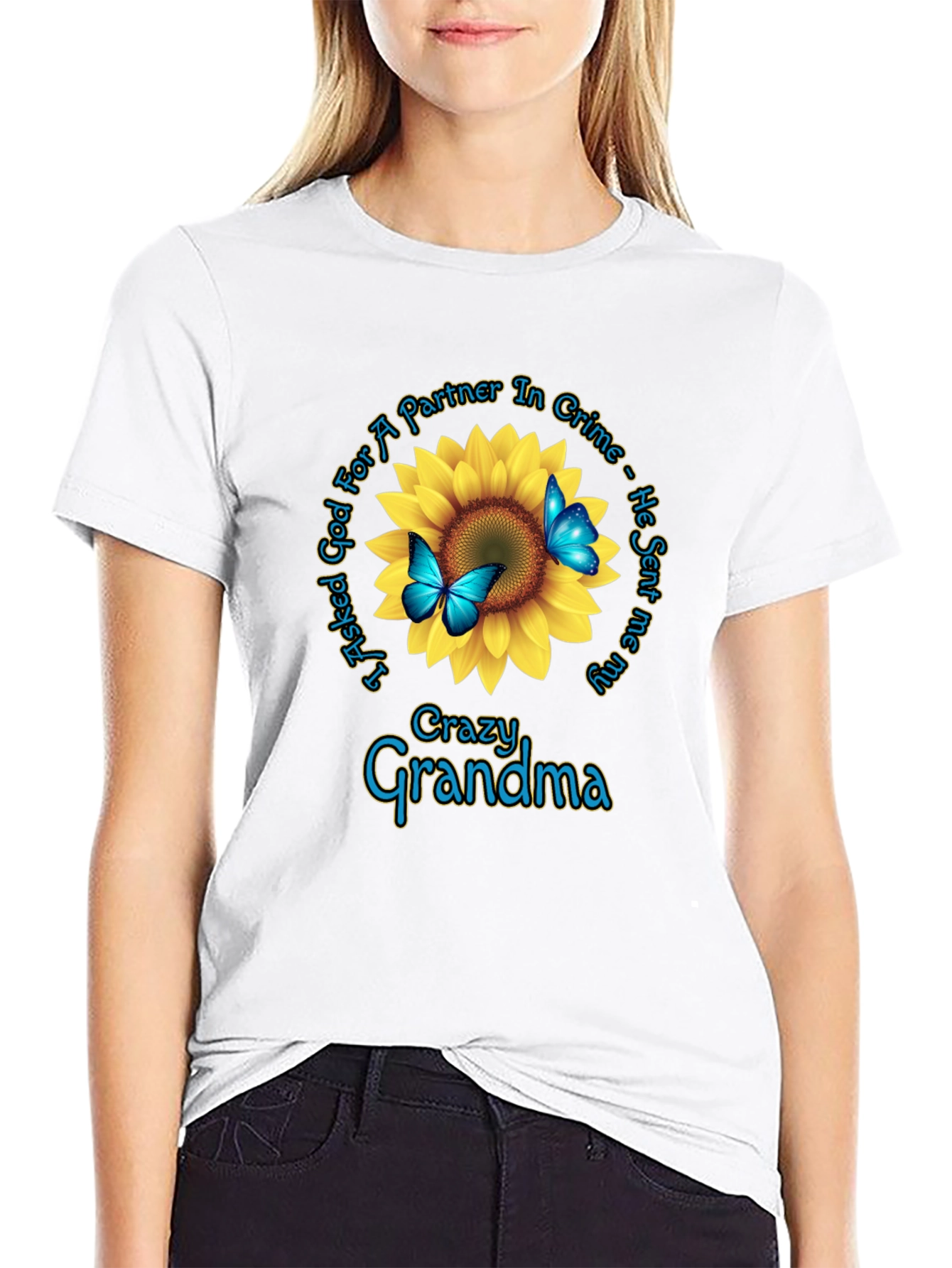 Crazy Grandma Sunflower Graphic Tee