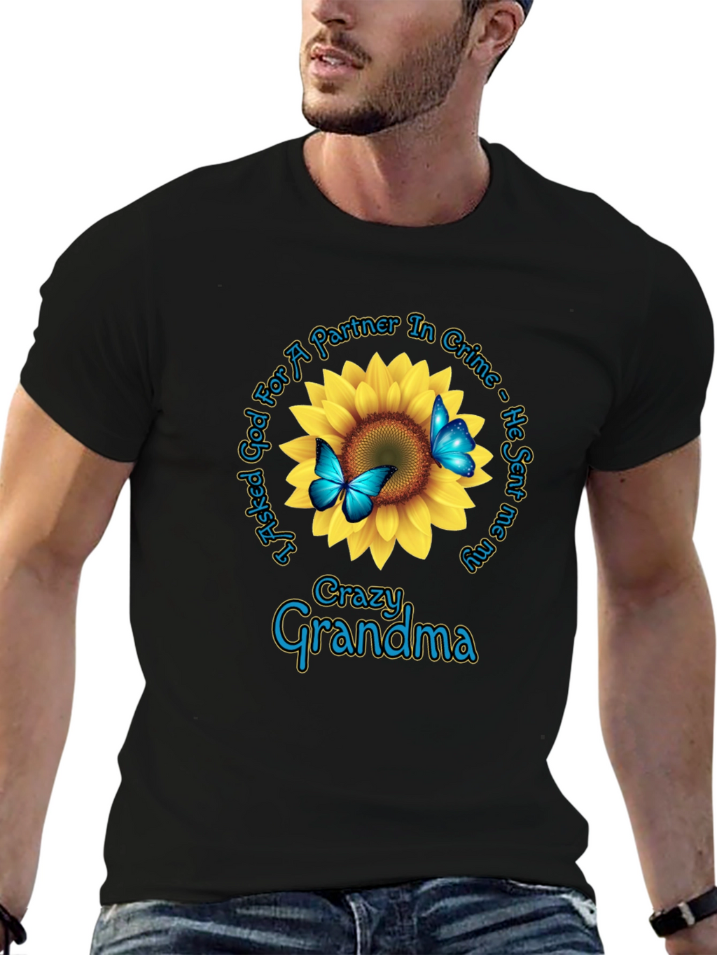 Crazy Grandma Sunflower Graphic Tee