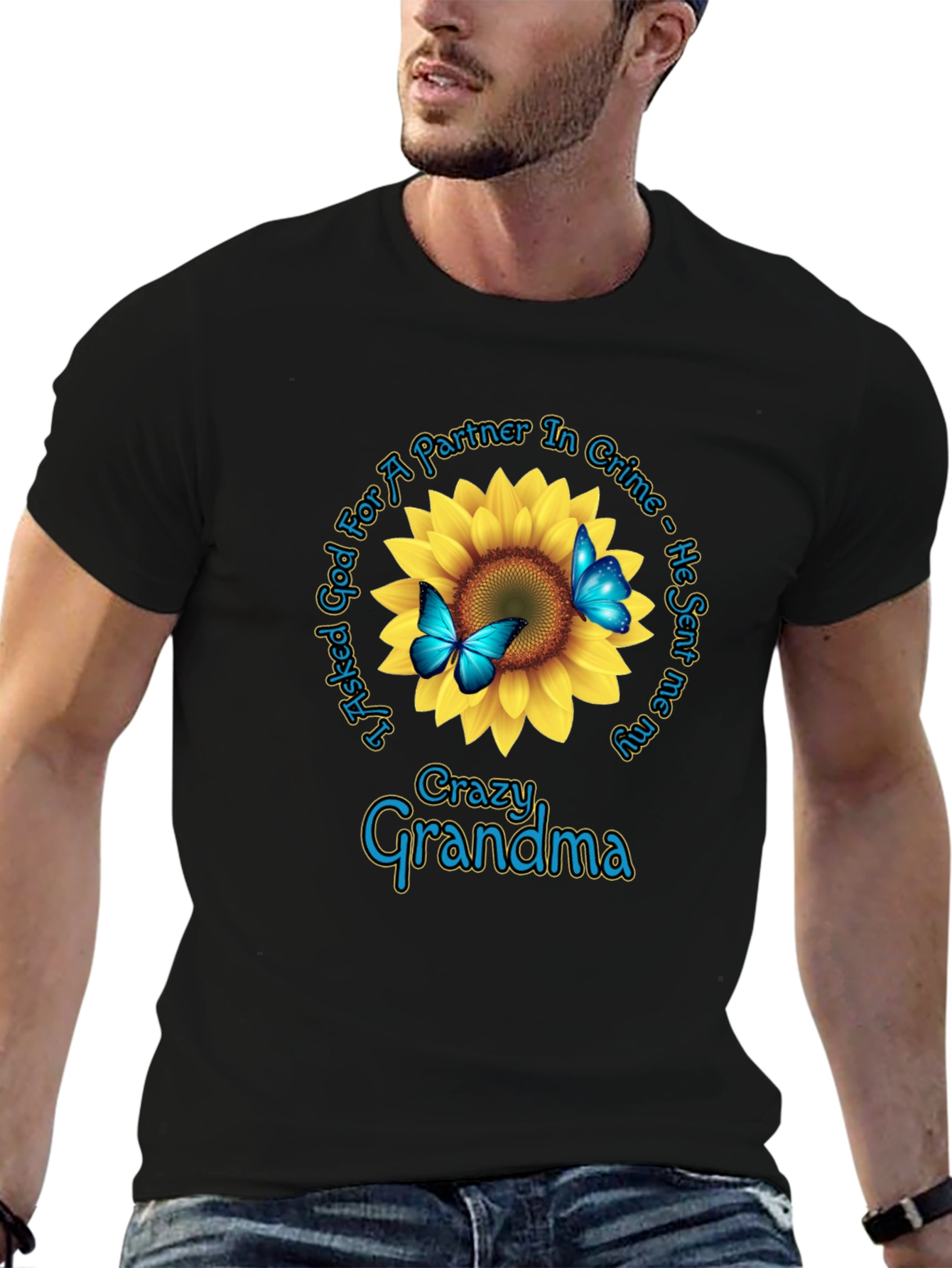 Crazy Grandma Sunflower Graphic Tee