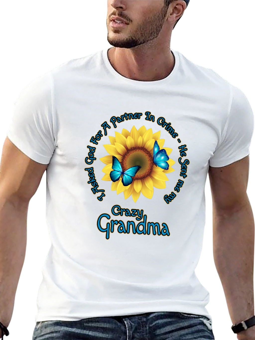 Crazy Grandma Sunflower Graphic Tee