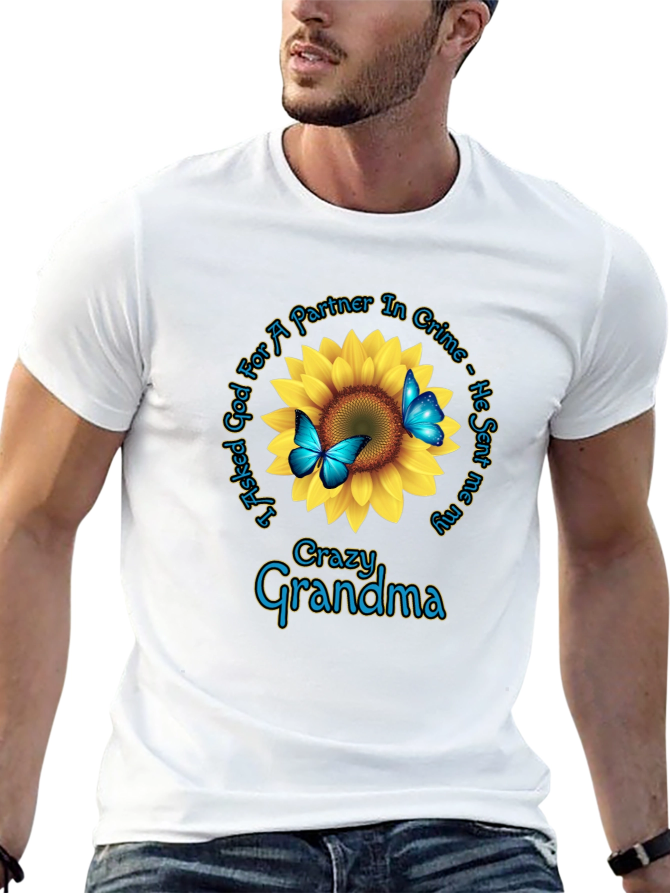 Crazy Grandma Sunflower Graphic Tee