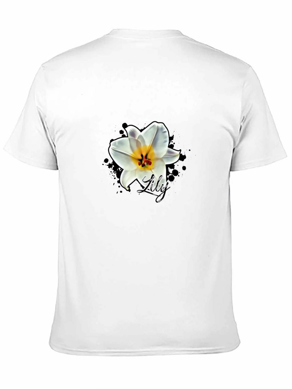 Black T-Shirt with Lily Graphic