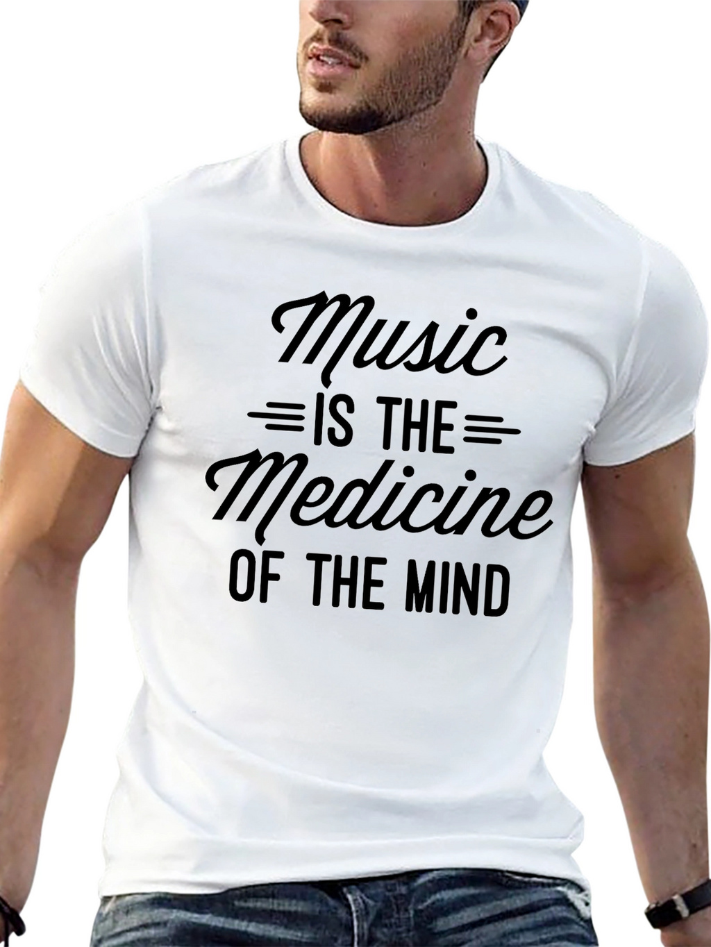 Music is the Medicine of the Mind Black T-Shirt