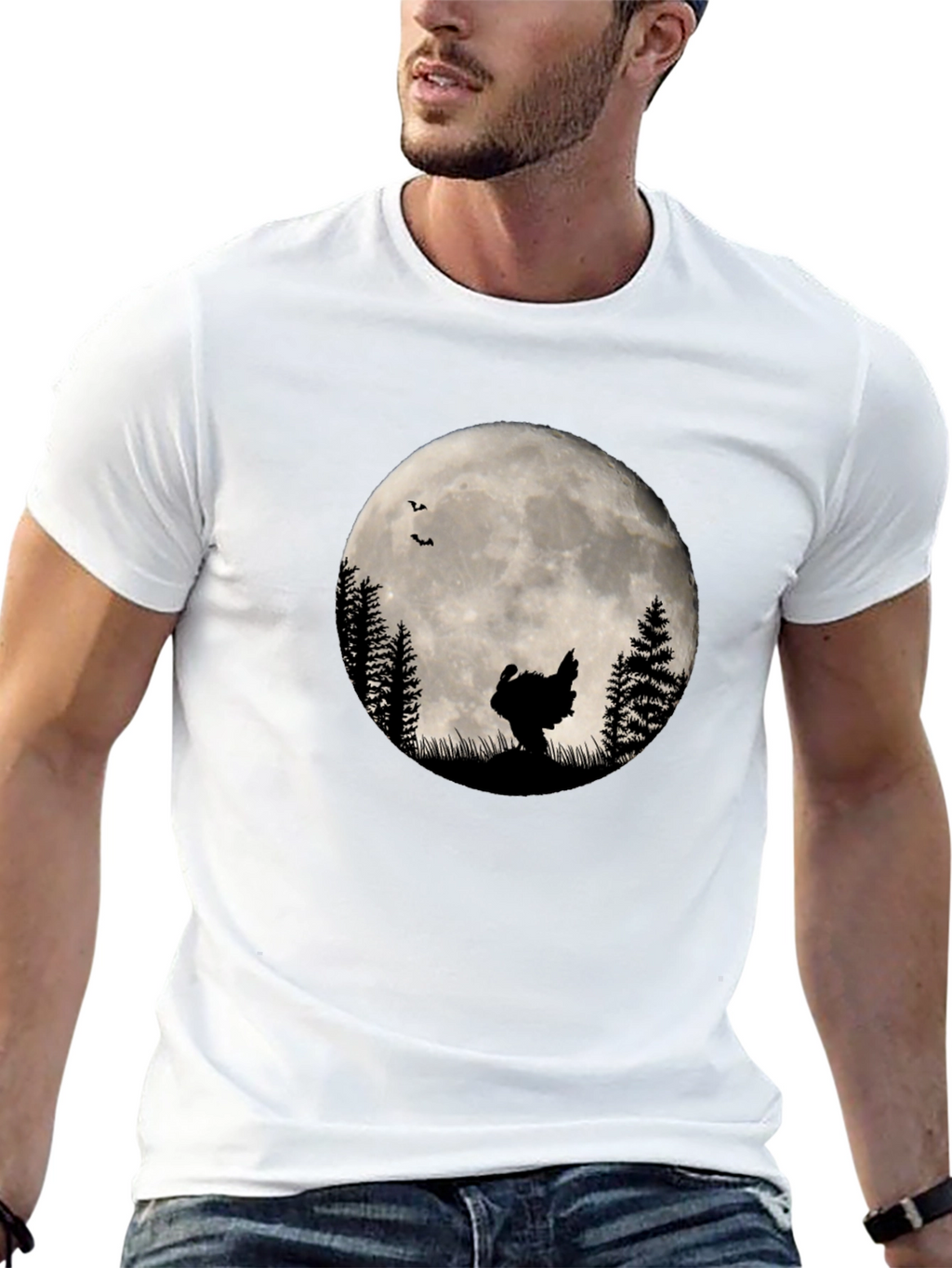Turkey Silhouette Moon Graphic T-Shirt