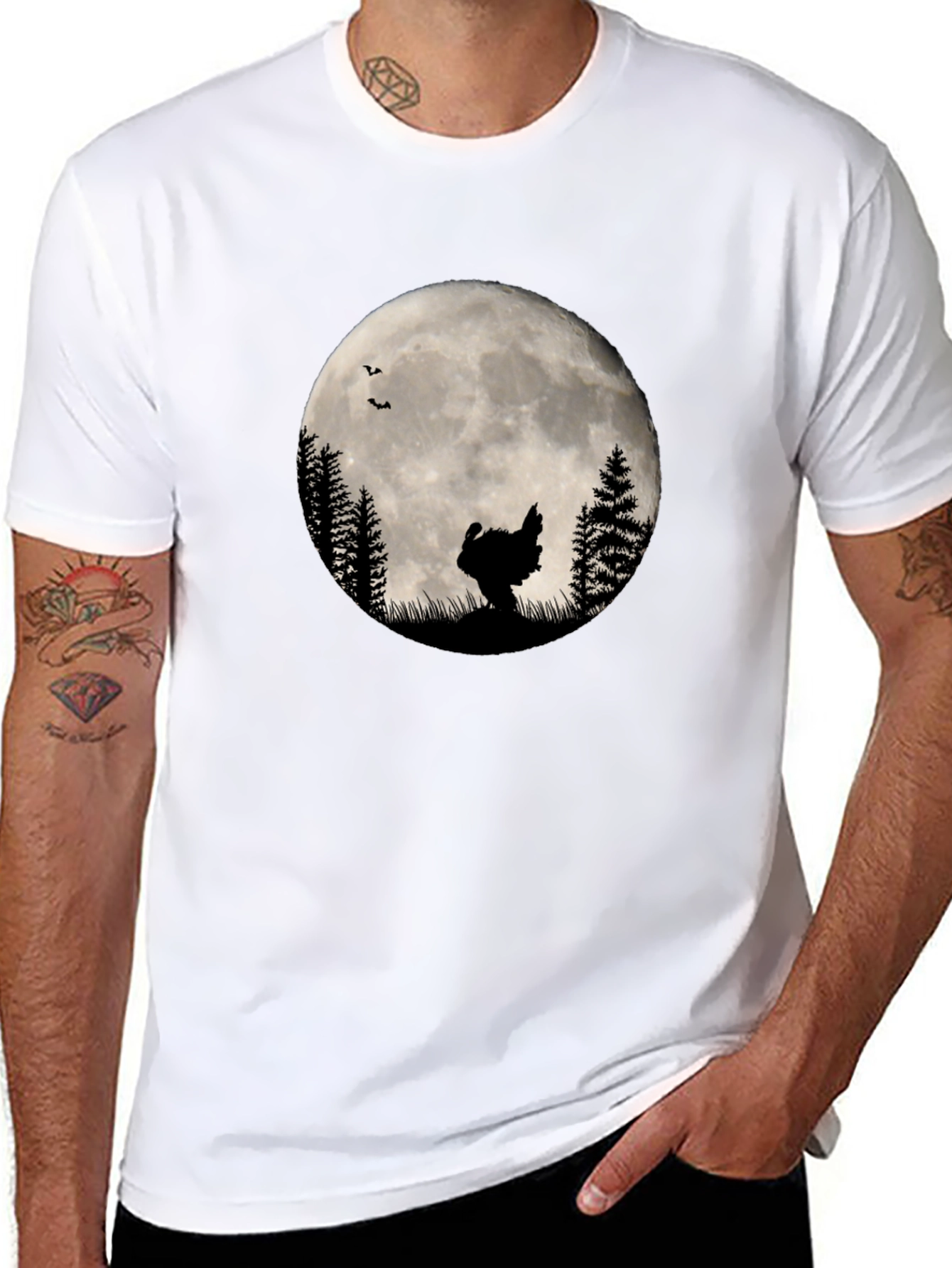 Turkey Silhouette Moon Graphic T-Shirt