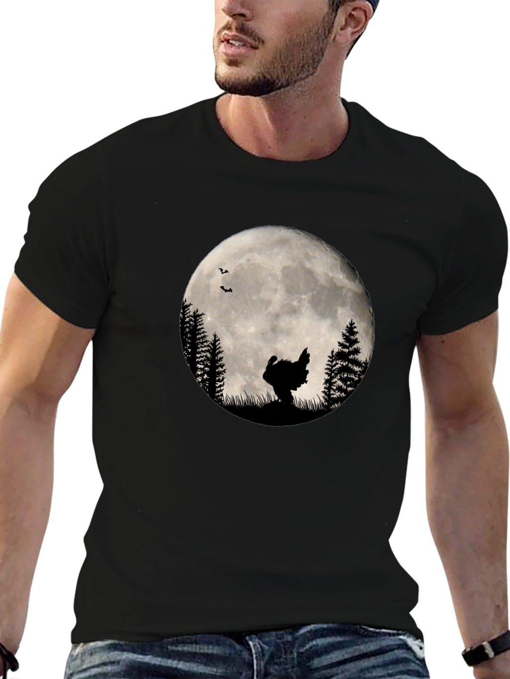 Turkey Silhouette Moon Graphic T-Shirt