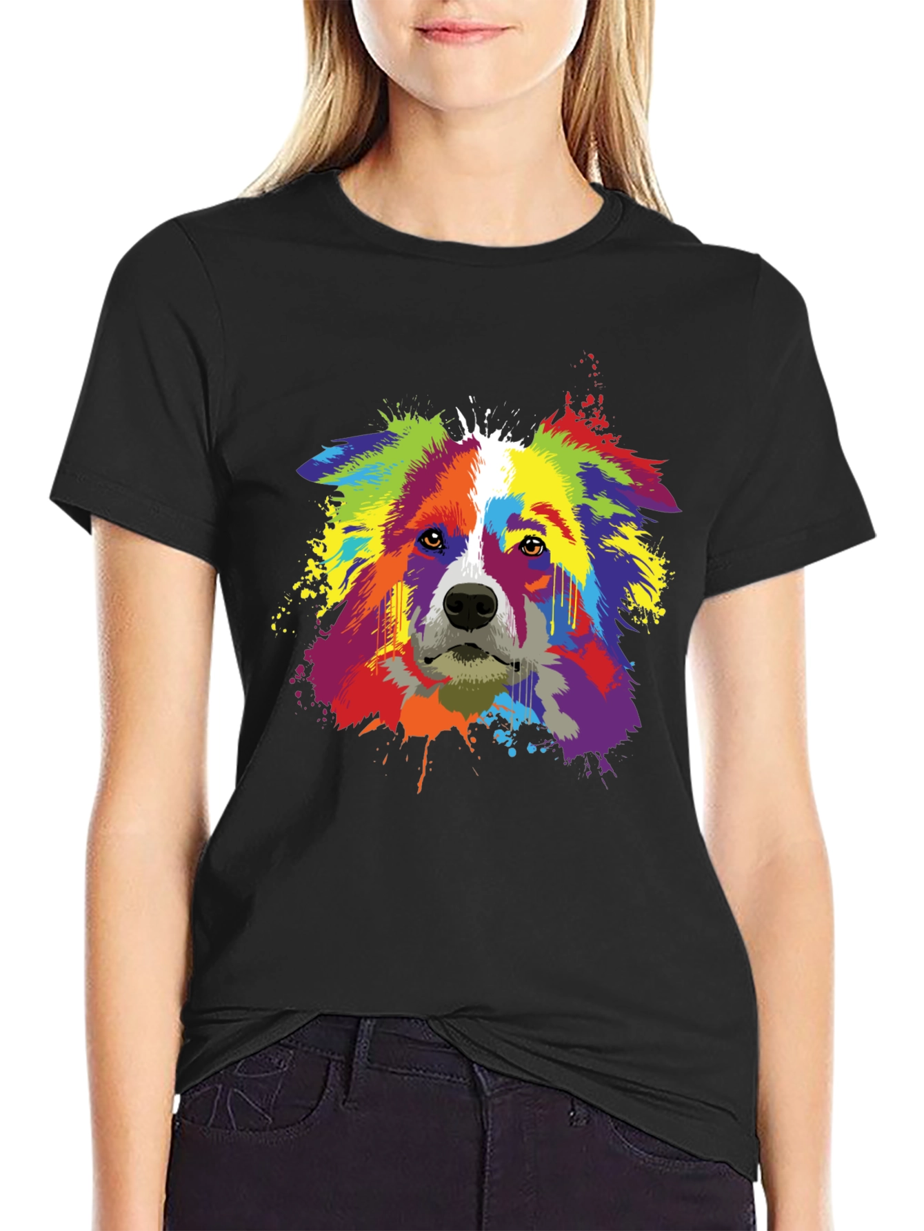Colorful Dog T-Shirt - Abstract Border Collie Art Tee