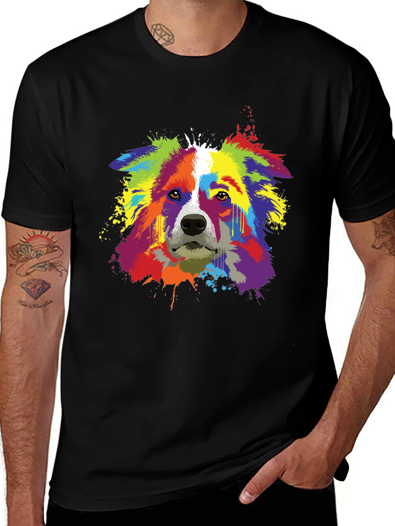 Colorful Dog T-Shirt - Abstract Border Collie Art Tee