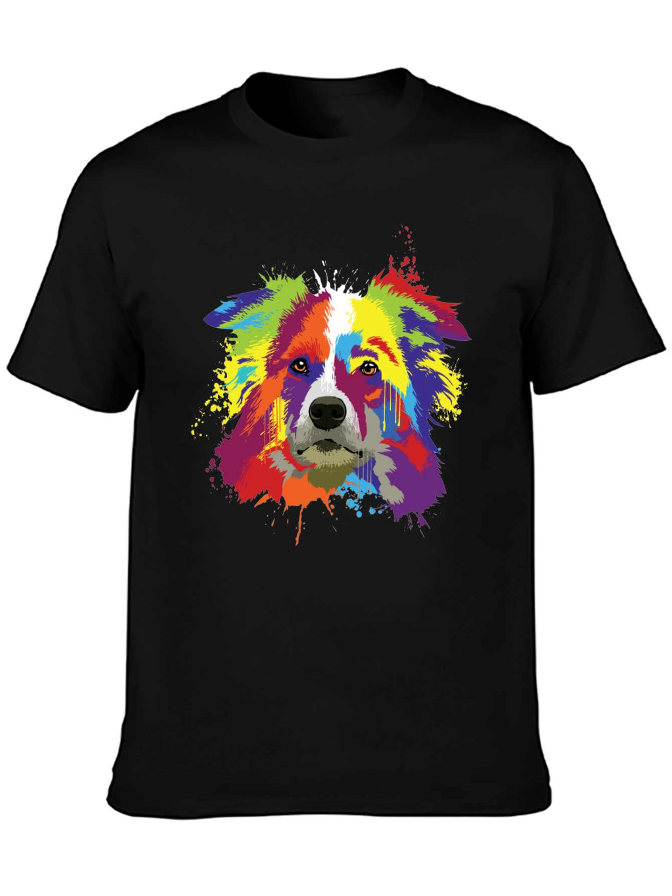 Colorful Dog T-Shirt - Abstract Border Collie Art Tee