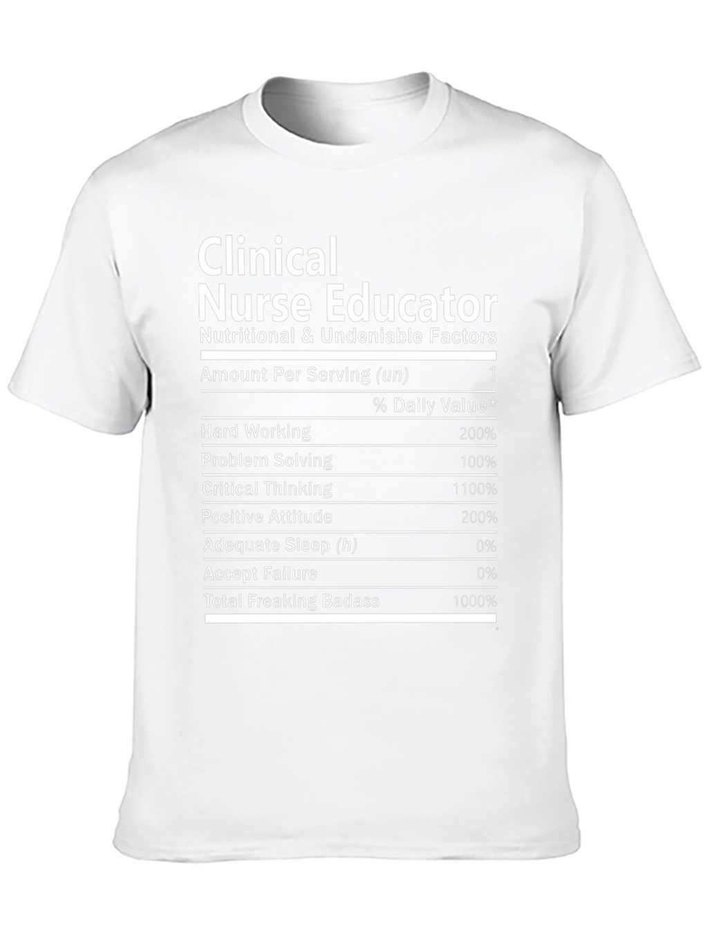 Clinical Nurse Educator T-Shirt Nutritional Facts