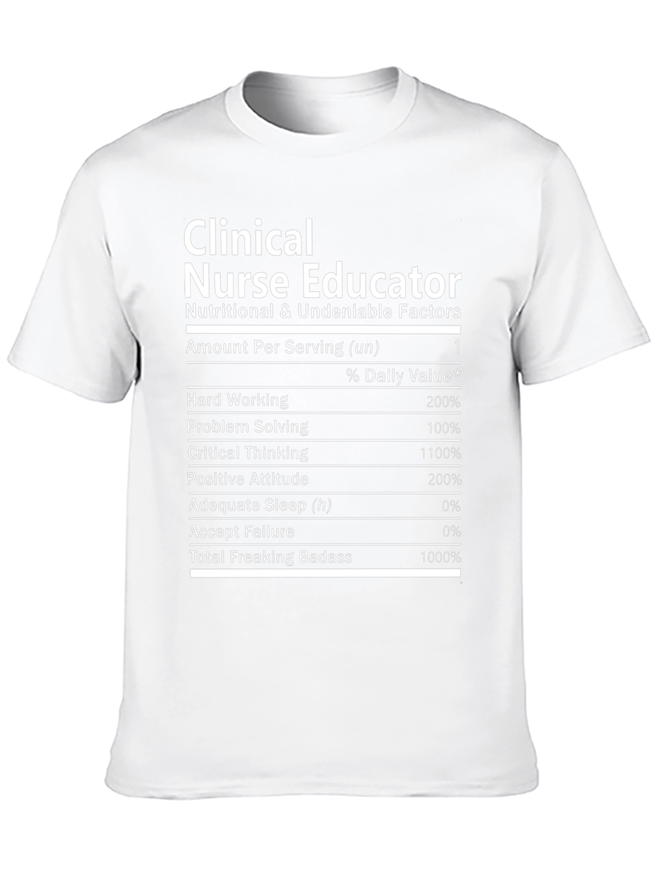 Clinical Nurse Educator T-Shirt Nutritional Facts