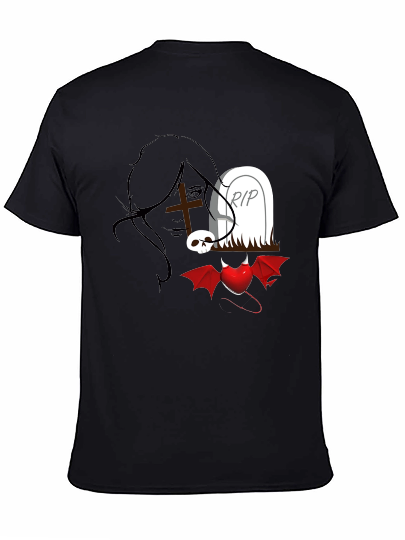 Gothic Graphic T-Shirt: Dark Heart Tomb Tee
