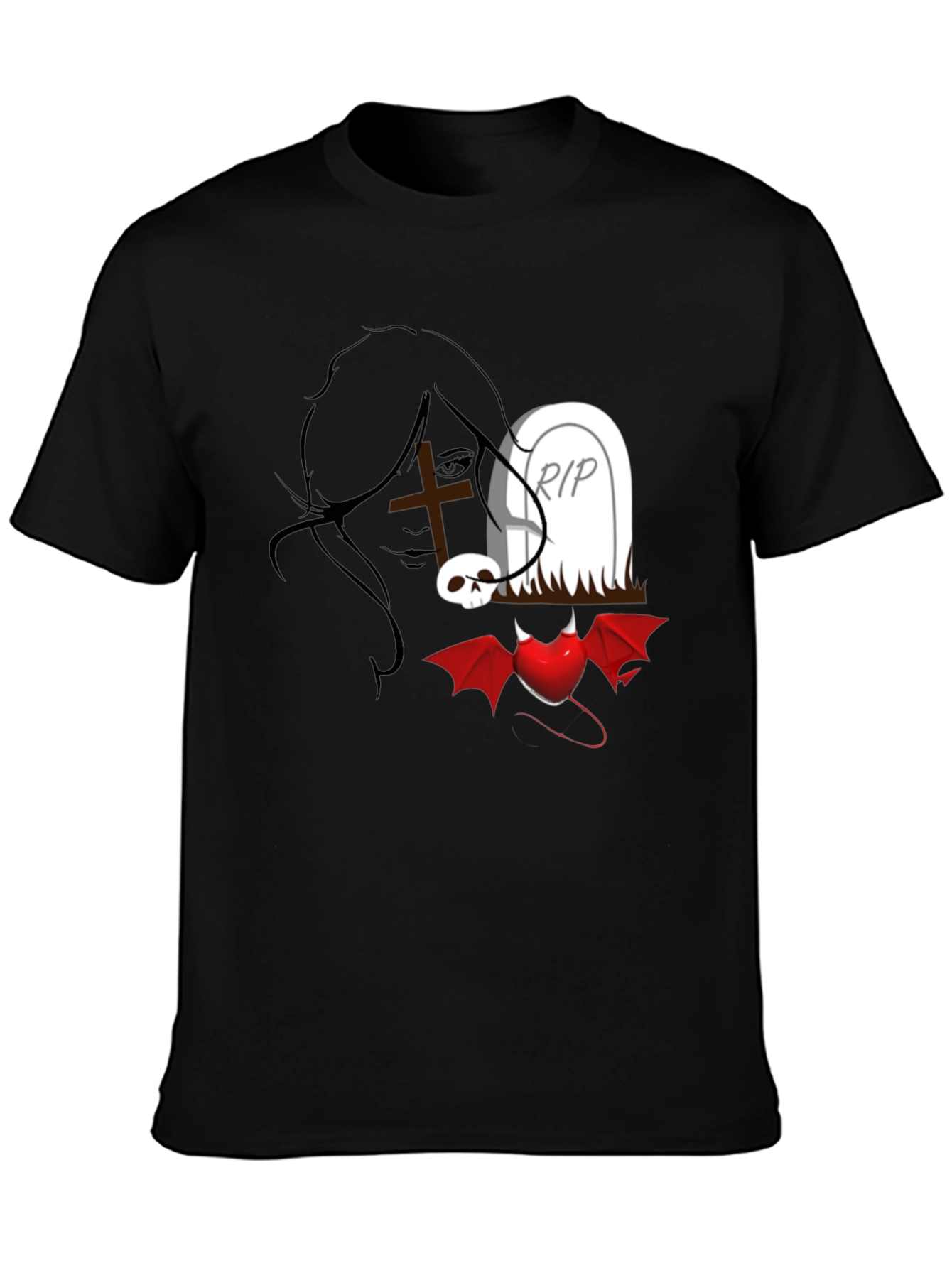 Gothic Graphic T-Shirt: Dark Heart Tomb Tee
