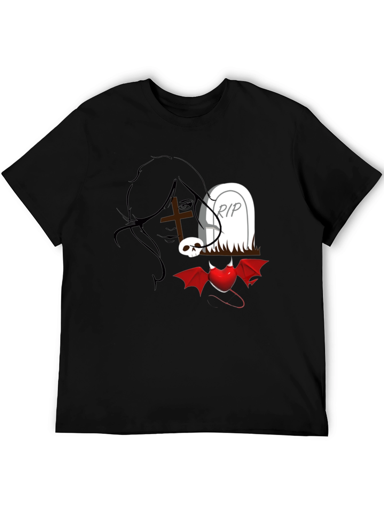 Gothic Graphic T-Shirt: Dark Heart Tomb Tee