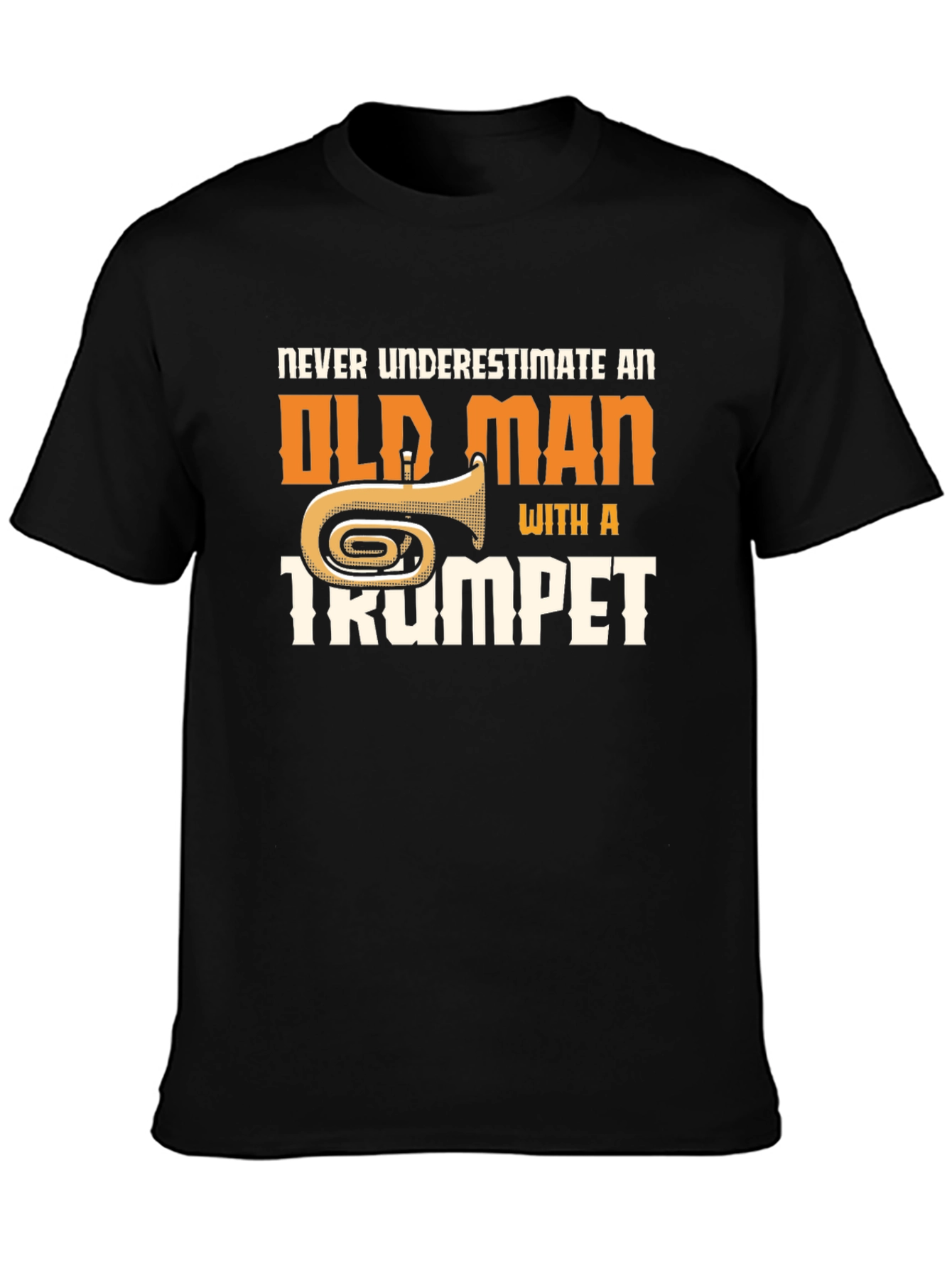 Funny Trumpet Old Man Graphic T-Shirt
