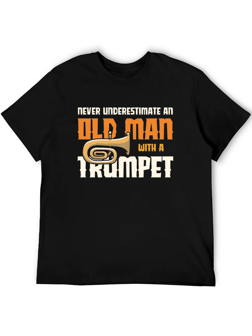 Funny Trumpet Old Man Graphic T-Shirt
