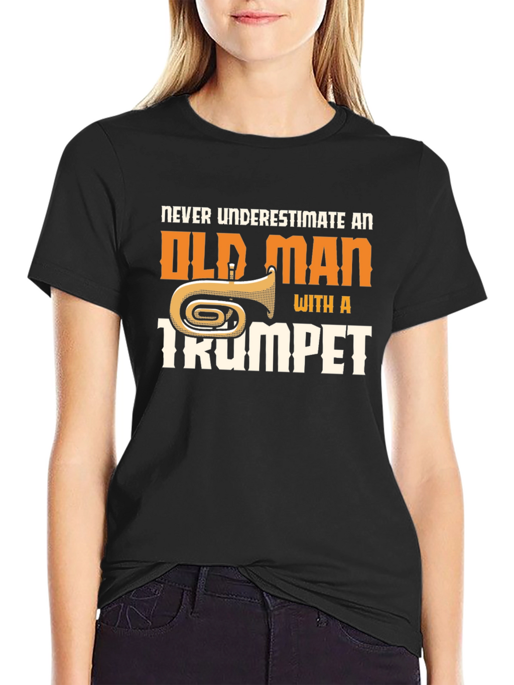 Funny Trumpet Old Man Graphic T-Shirt