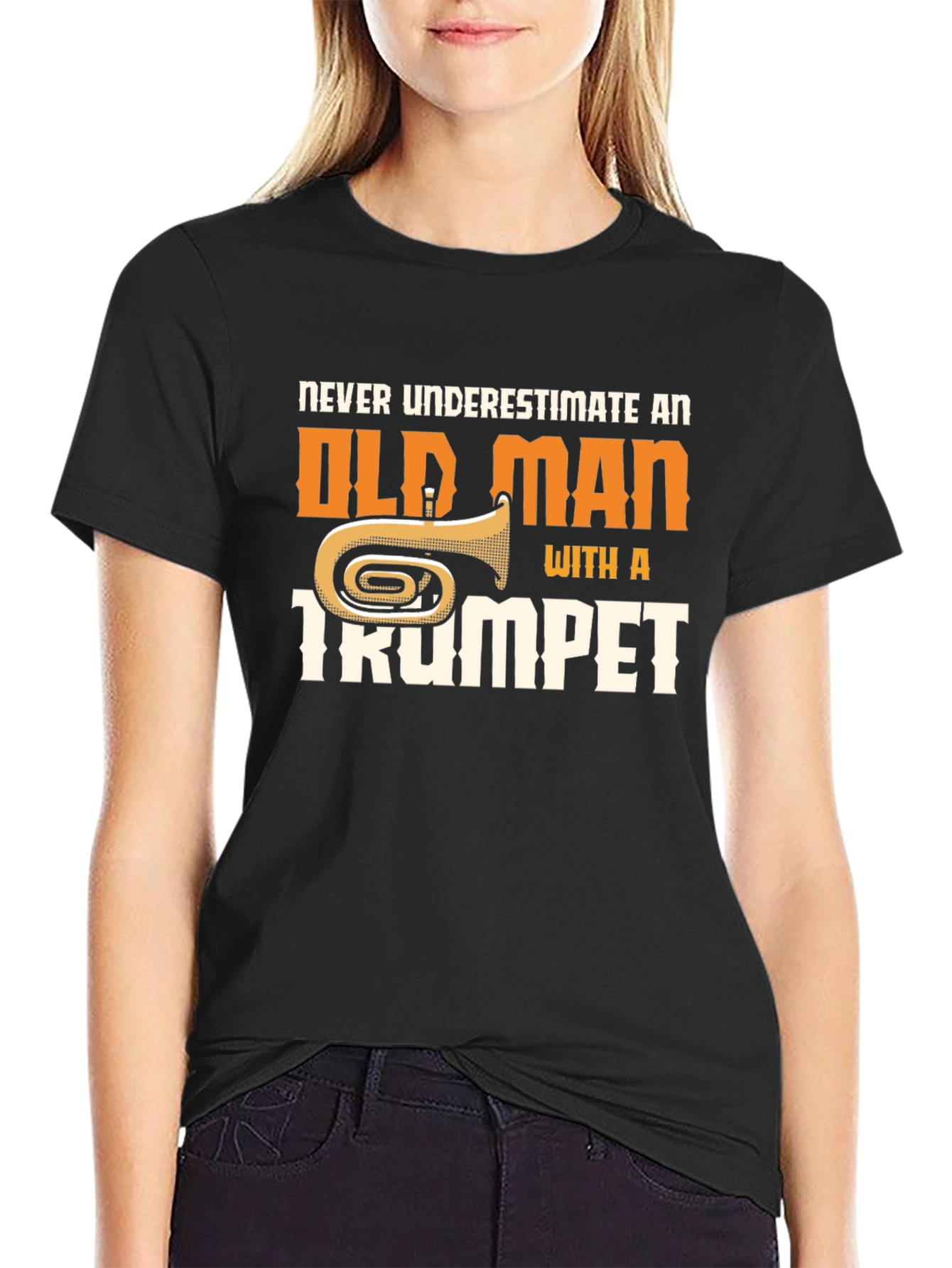 Funny Trumpet Old Man Graphic T-Shirt