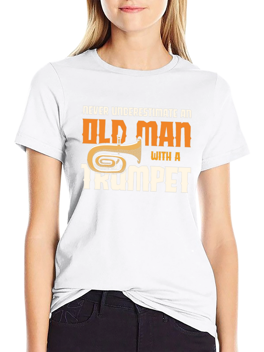 Funny Trumpet Old Man Graphic T-Shirt