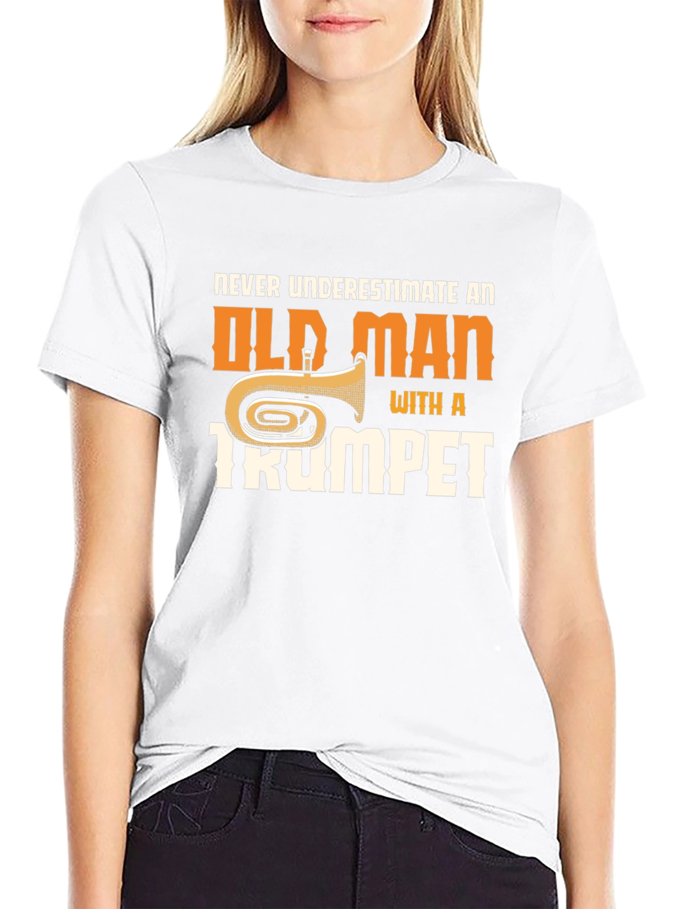 Funny Trumpet Old Man Graphic T-Shirt