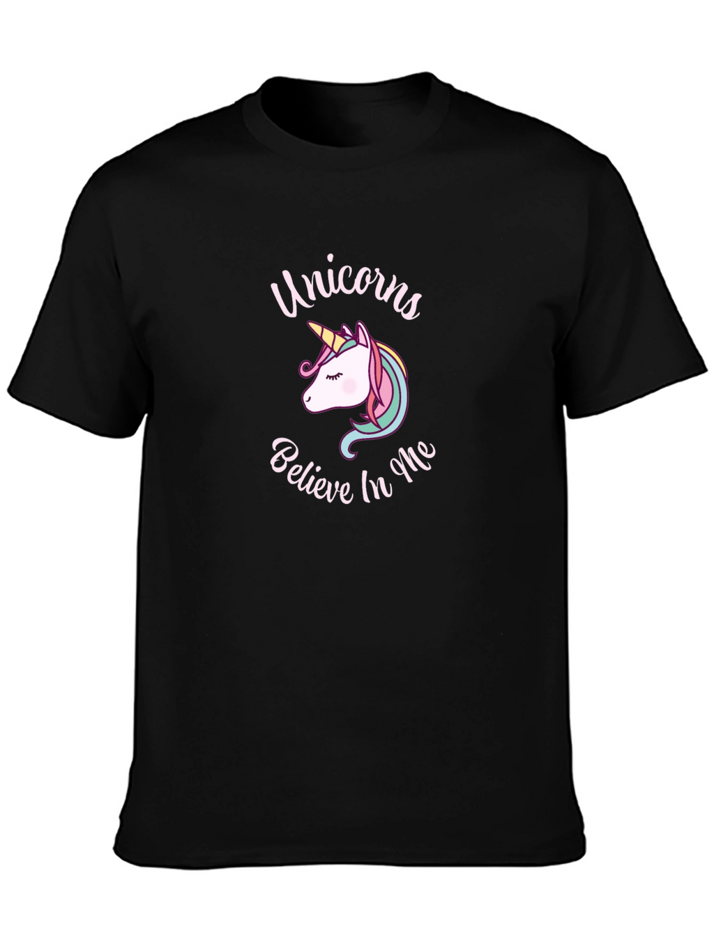 Unicorn Believe in Me Black T-Shirt