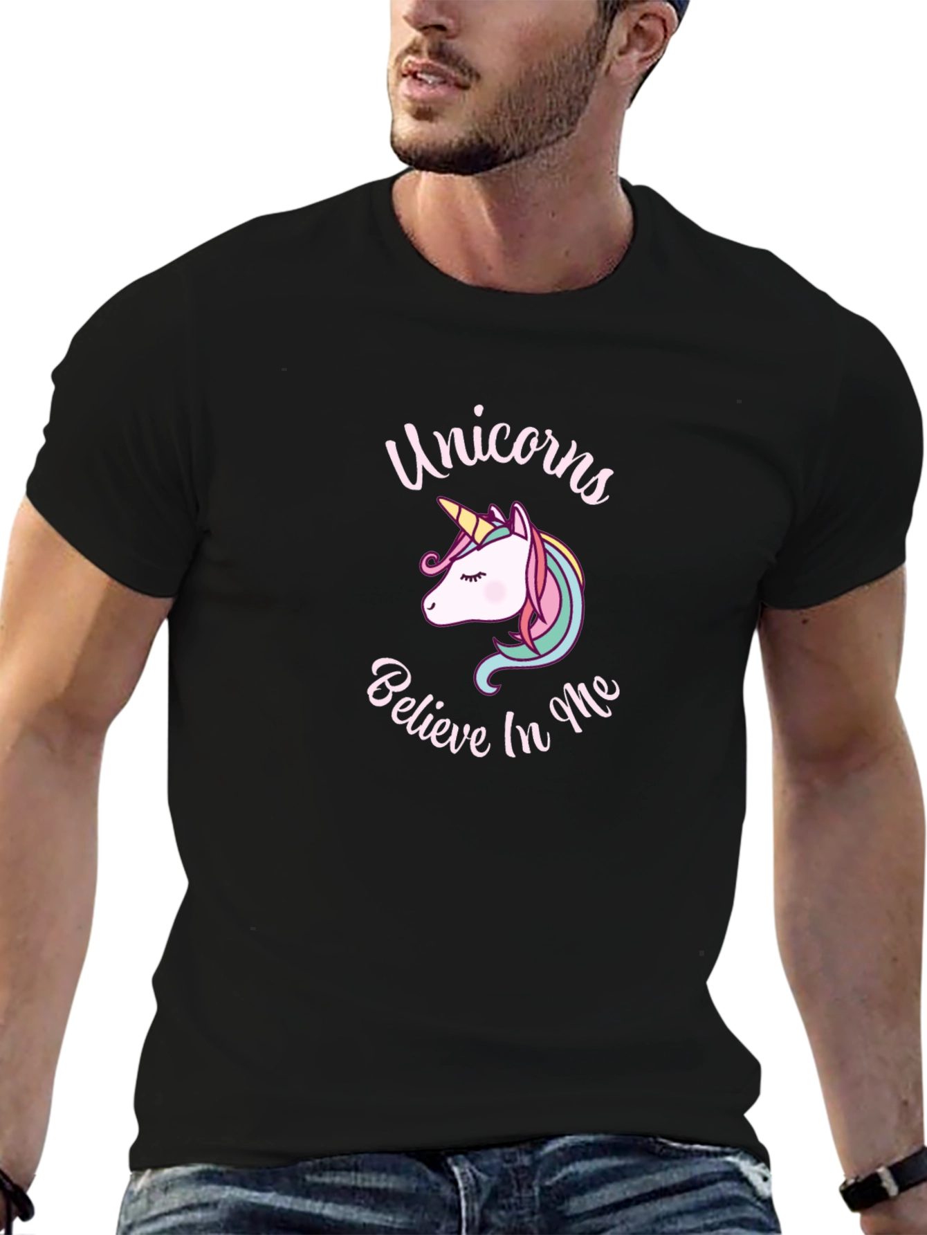 Unicorn Believe in Me Black T-Shirt