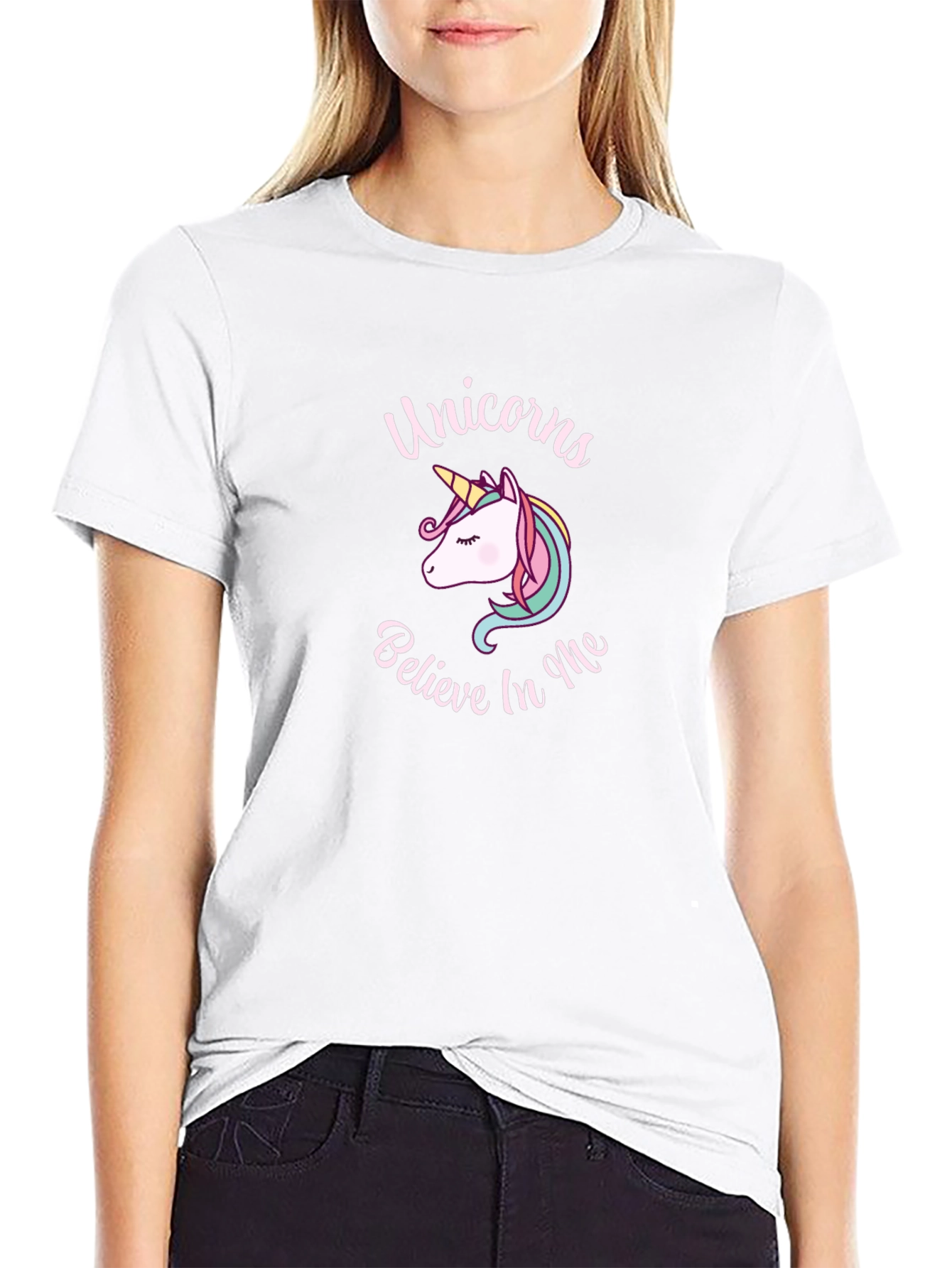 Unicorn Believe in Me Black T-Shirt