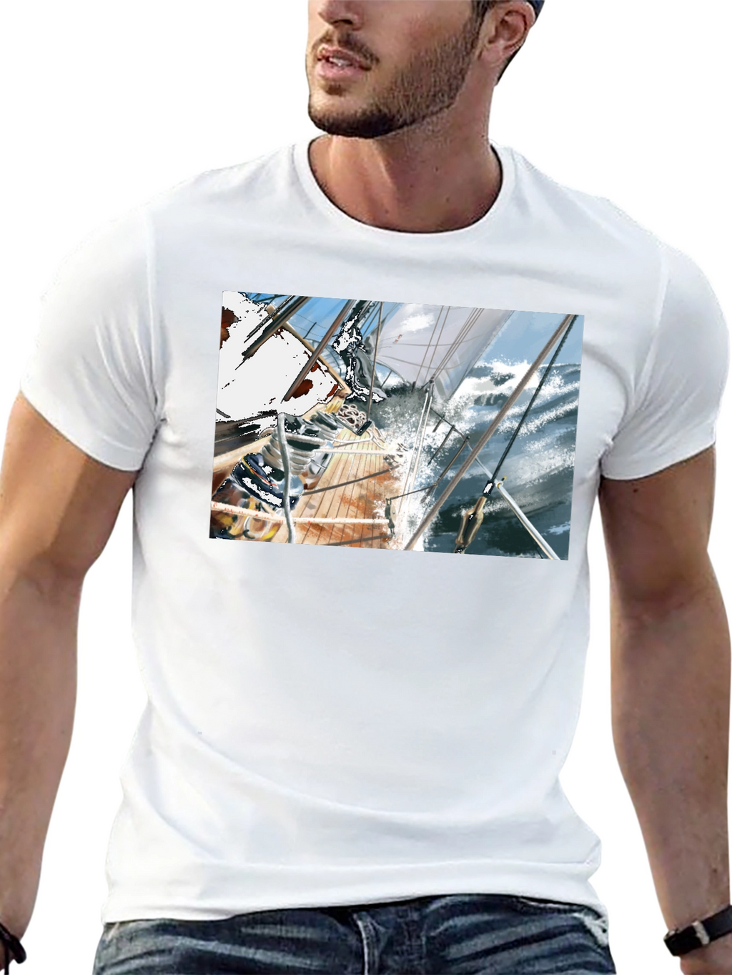 Sailboat Graphic Tee - Black Cotton