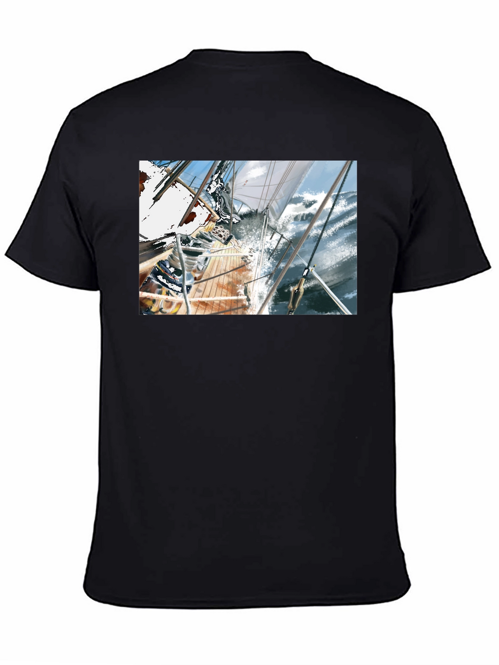 Sailboat Graphic Tee - Black Cotton