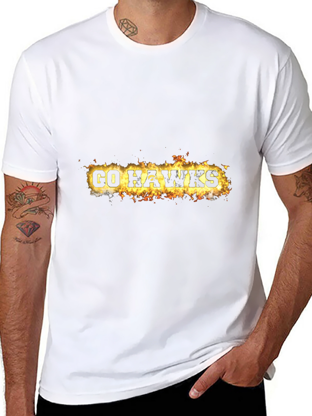 Go Hawks Flaming Text Graphic Tee