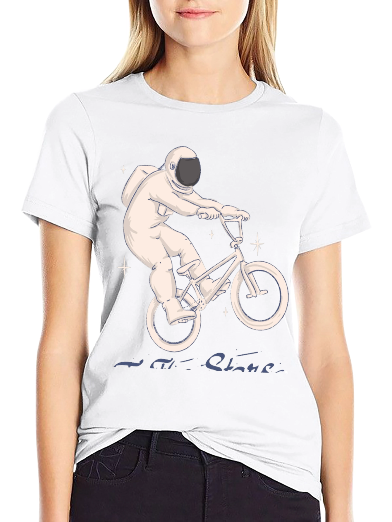 Astronaut on Bike T-Shirt - Ride the Stars