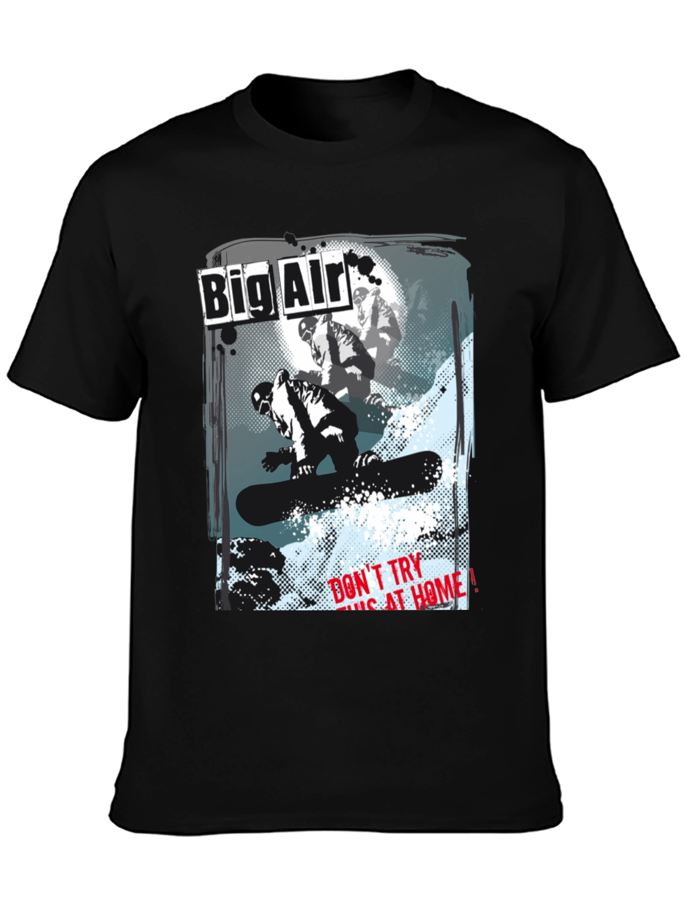 Big Air Snowboarder Graphic Black T-Shirt