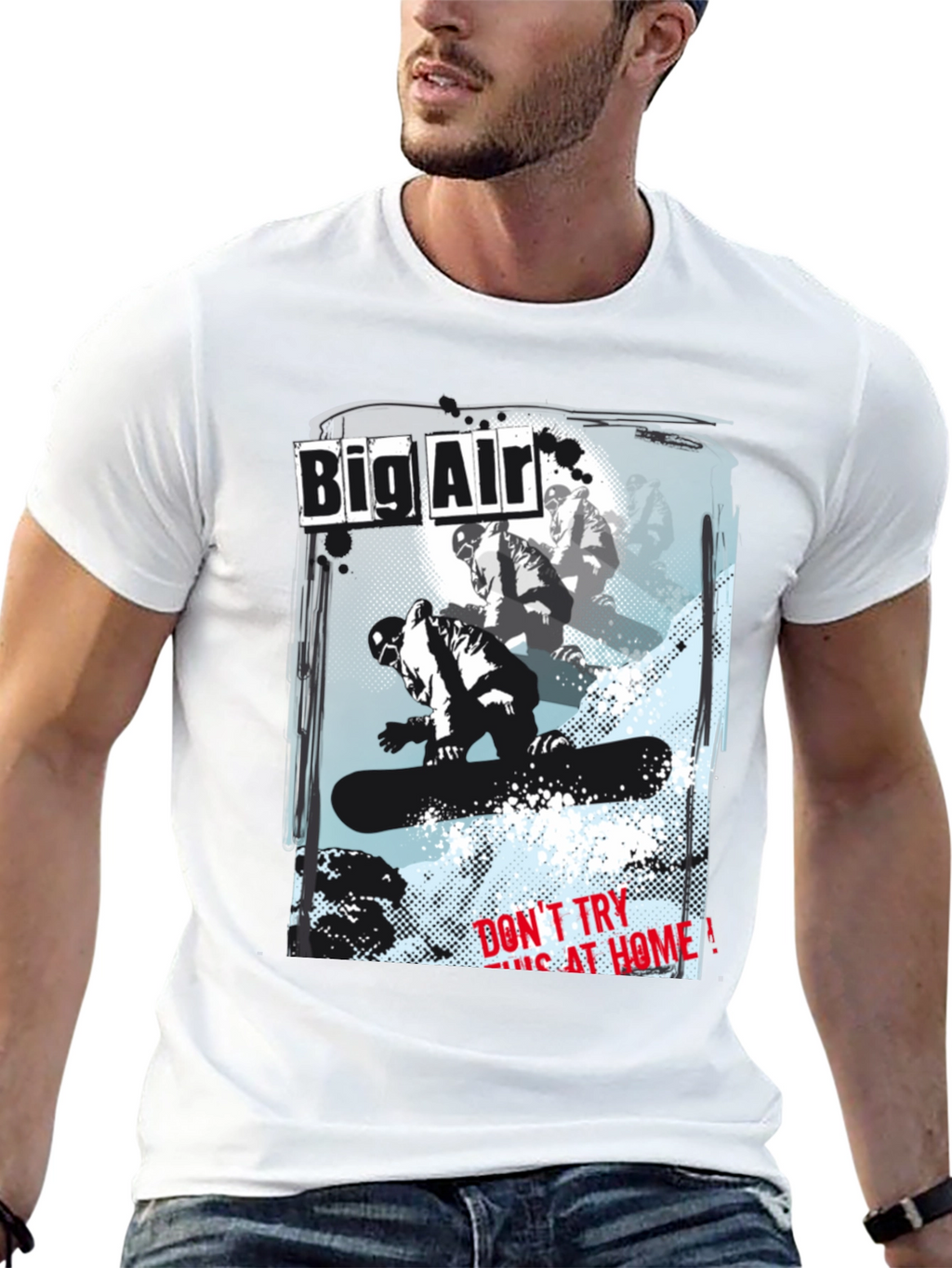 Big Air Snowboarder Graphic Black T-Shirt