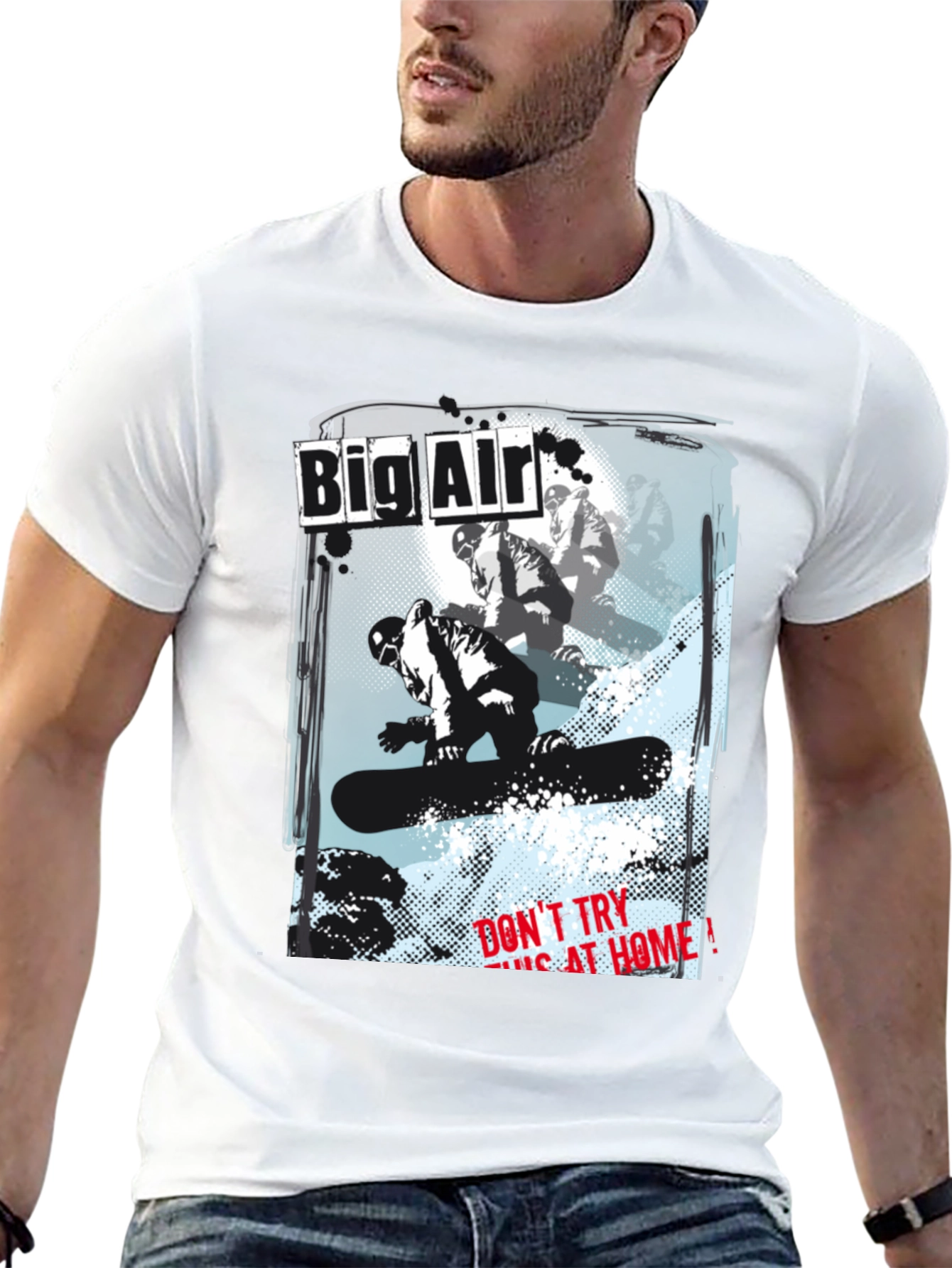 Big Air Snowboarder Graphic Black T-Shirt