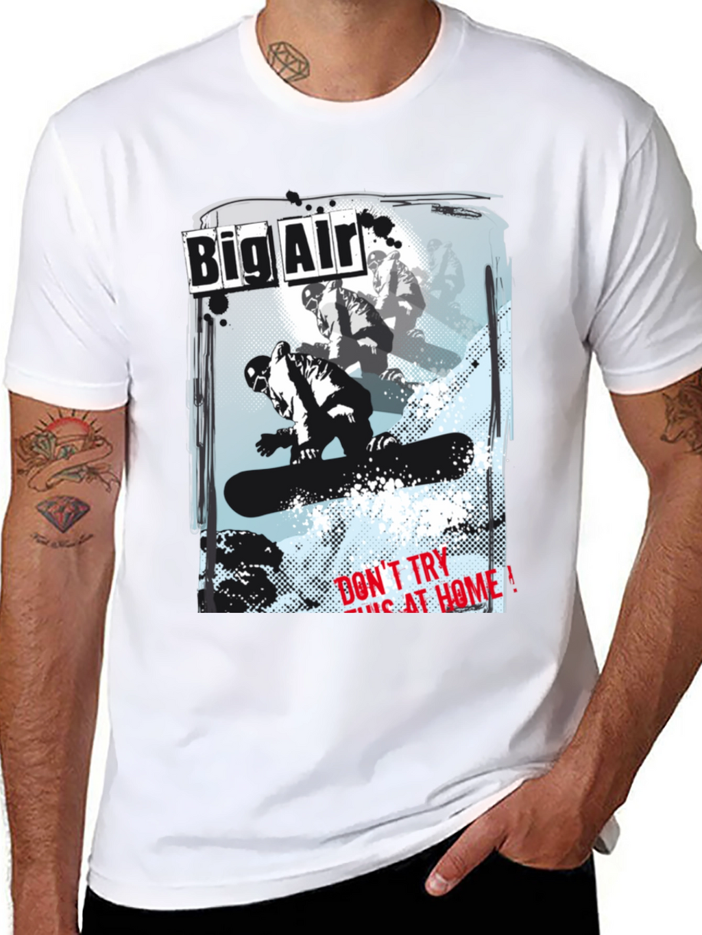 Big Air Snowboarder Graphic Black T-Shirt