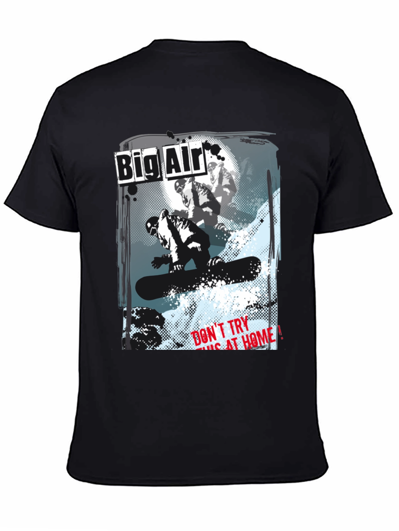 Big Air Snowboarder Graphic Black T-Shirt