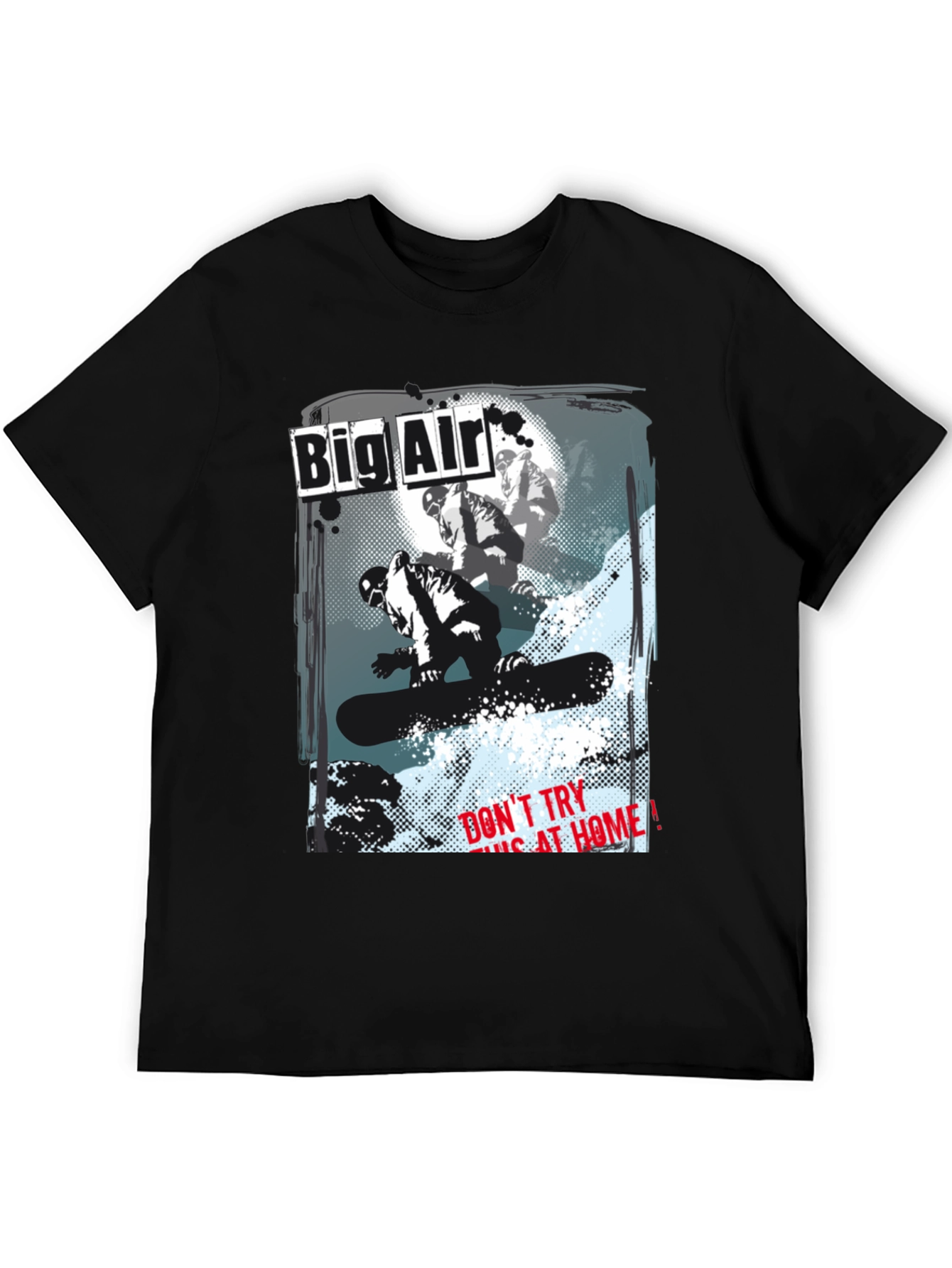 Big Air Snowboarder Graphic Black T-Shirt