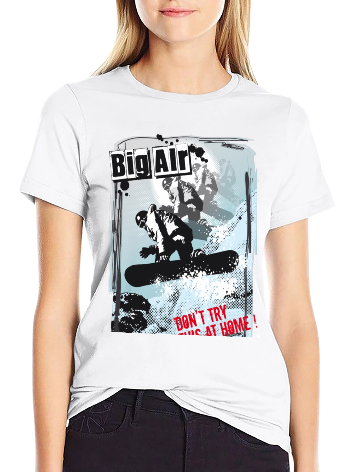 Big Air Snowboarder Graphic Black T-Shirt