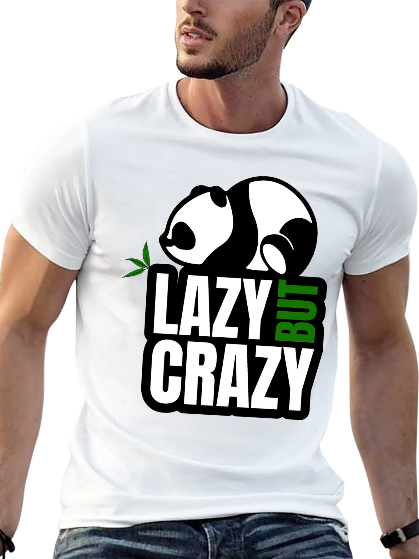 Lazy But Crazy Panda Graphic T-Shirt