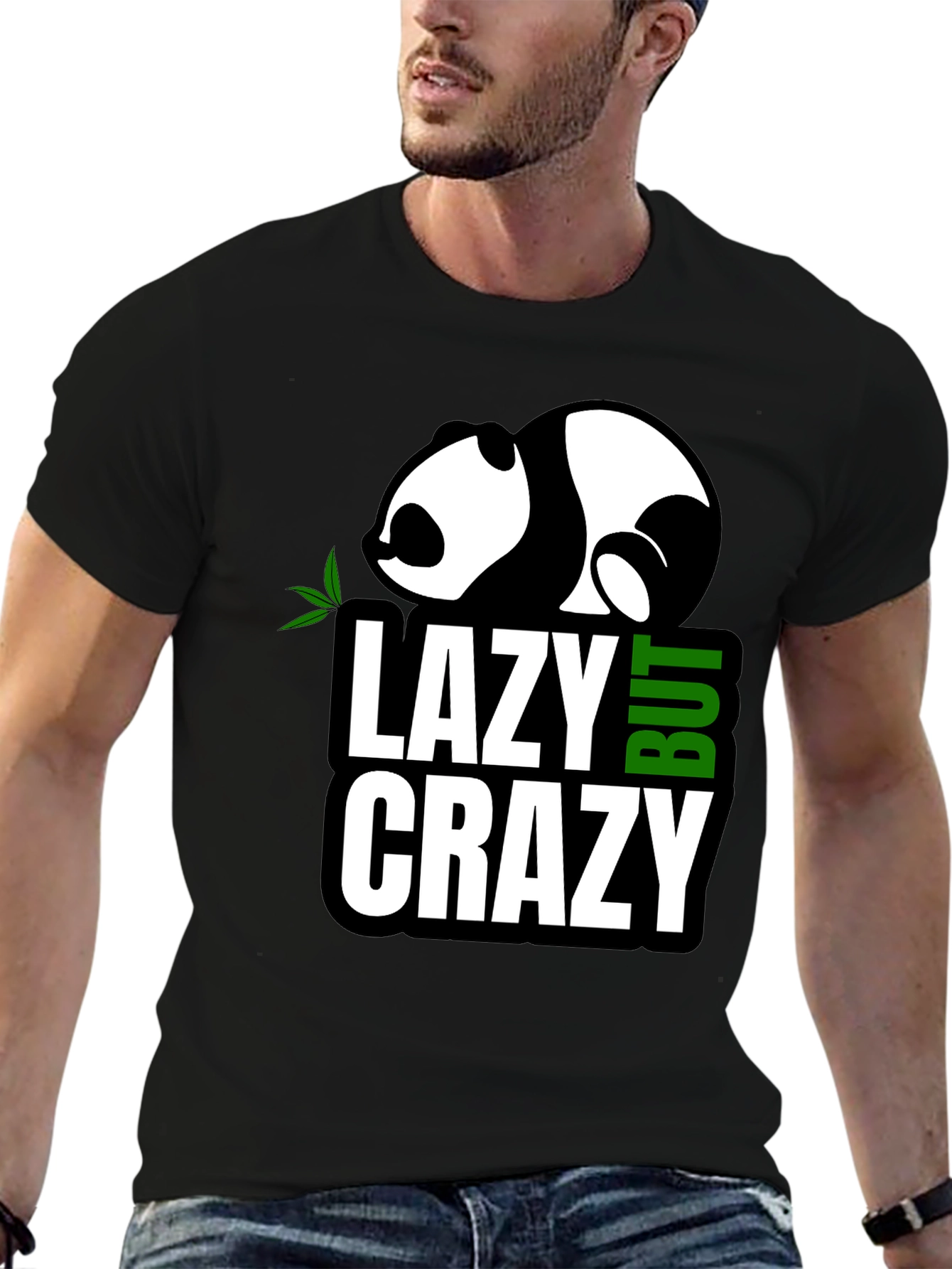 Lazy But Crazy Panda Graphic T-Shirt