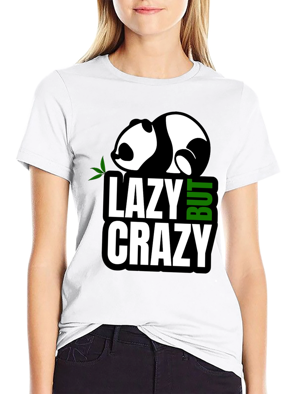 Lazy But Crazy Panda Graphic T-Shirt