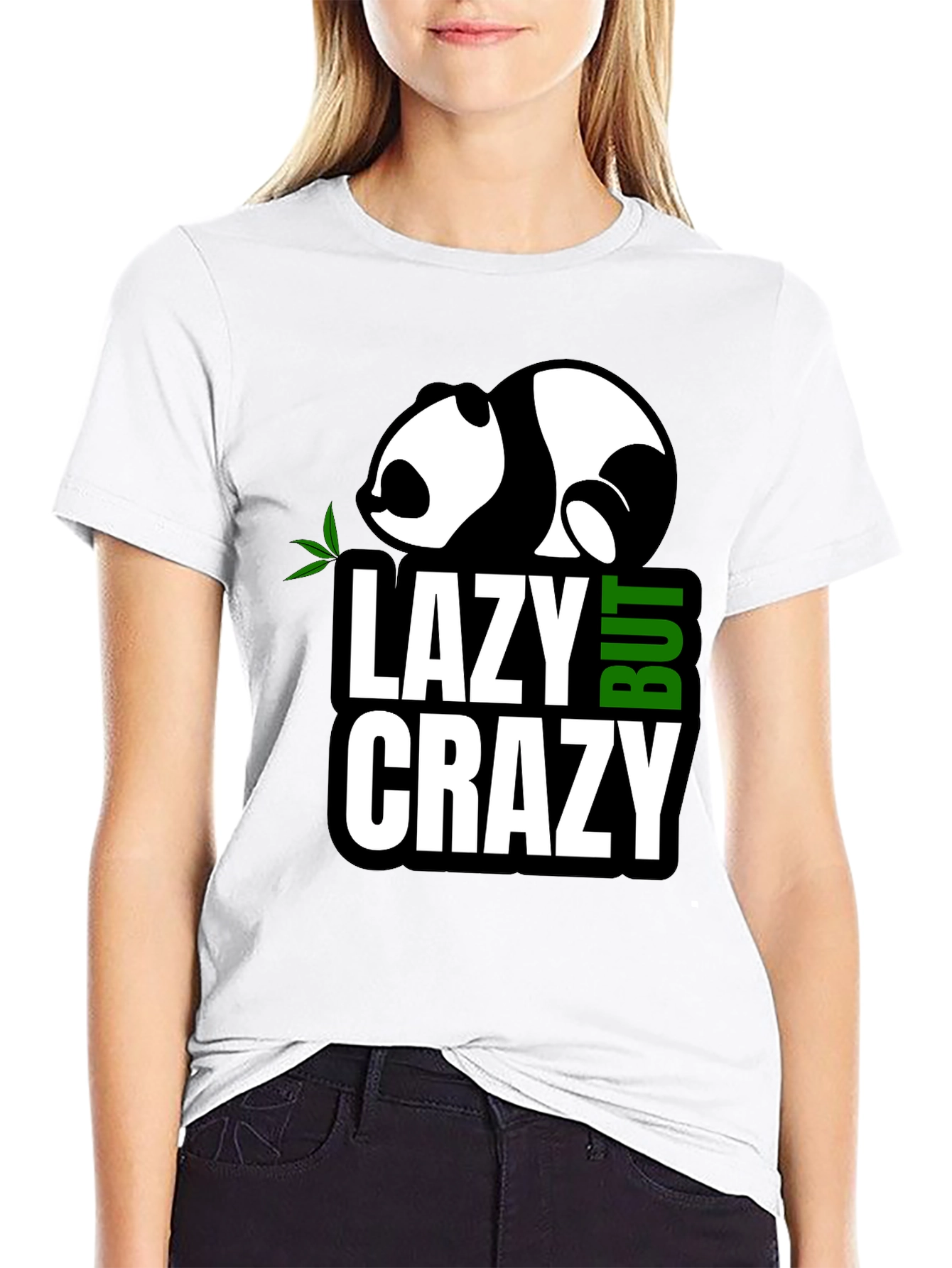 Lazy But Crazy Panda Graphic T-Shirt