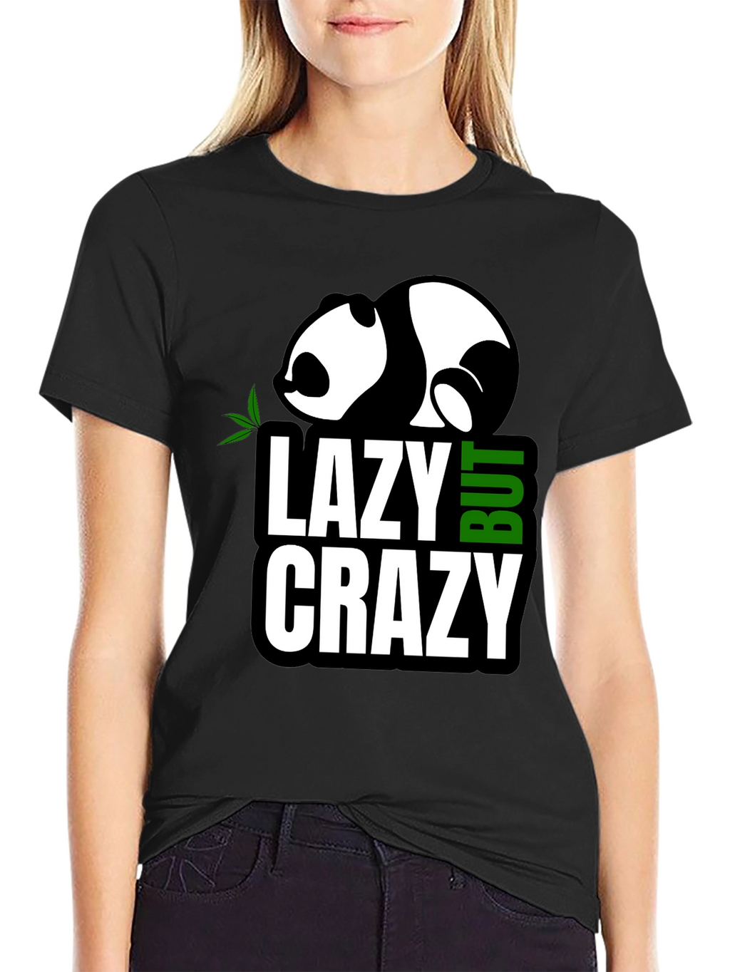 Lazy But Crazy Panda Graphic T-Shirt