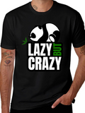 Lazy But Crazy Panda Graphic T-Shirt