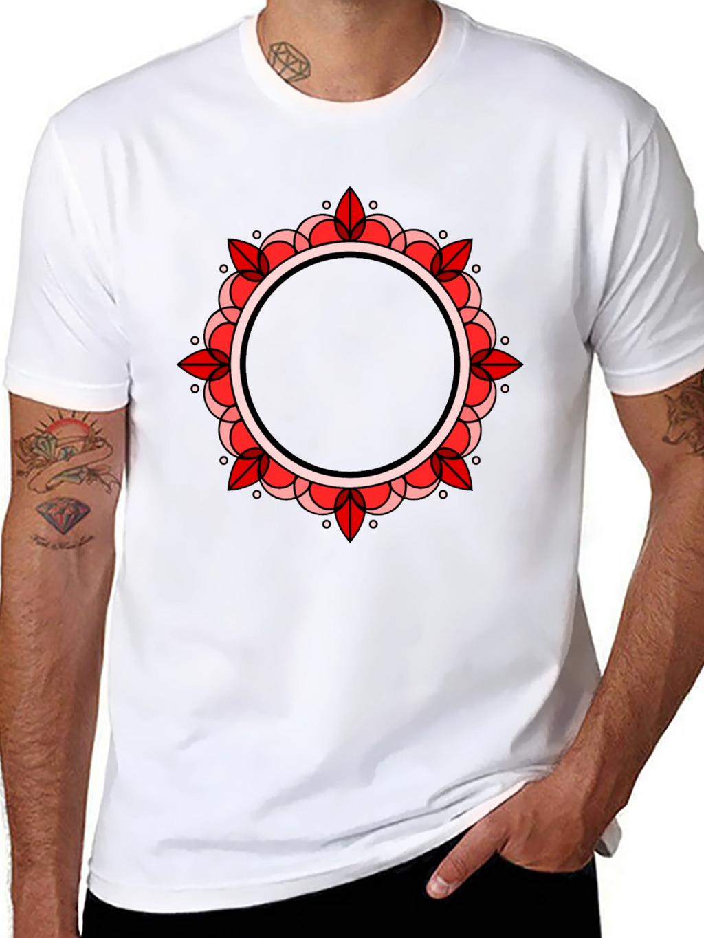 Mandala Circle Graphic Black T-Shirt