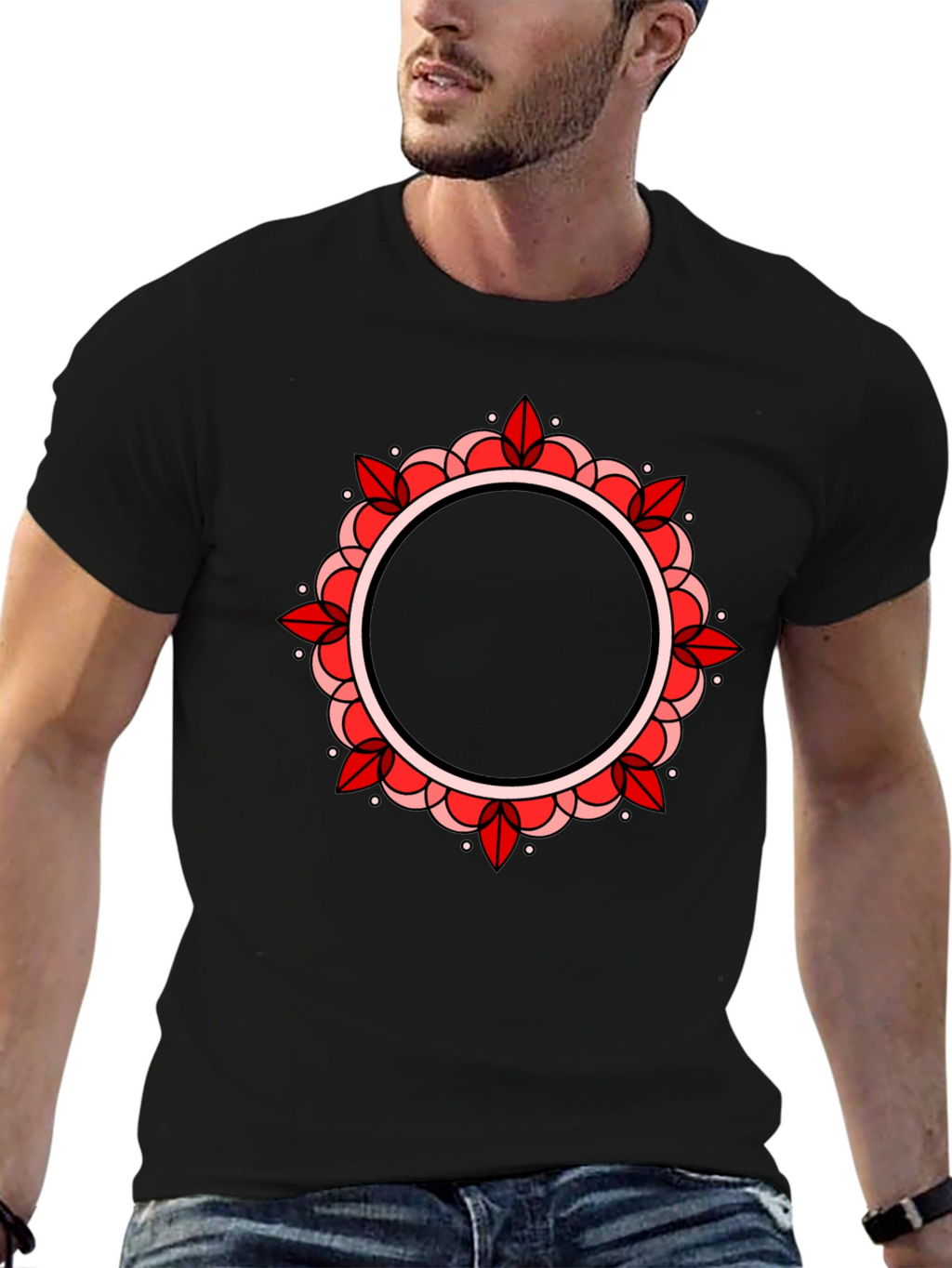 Mandala Circle Graphic Black T-Shirt