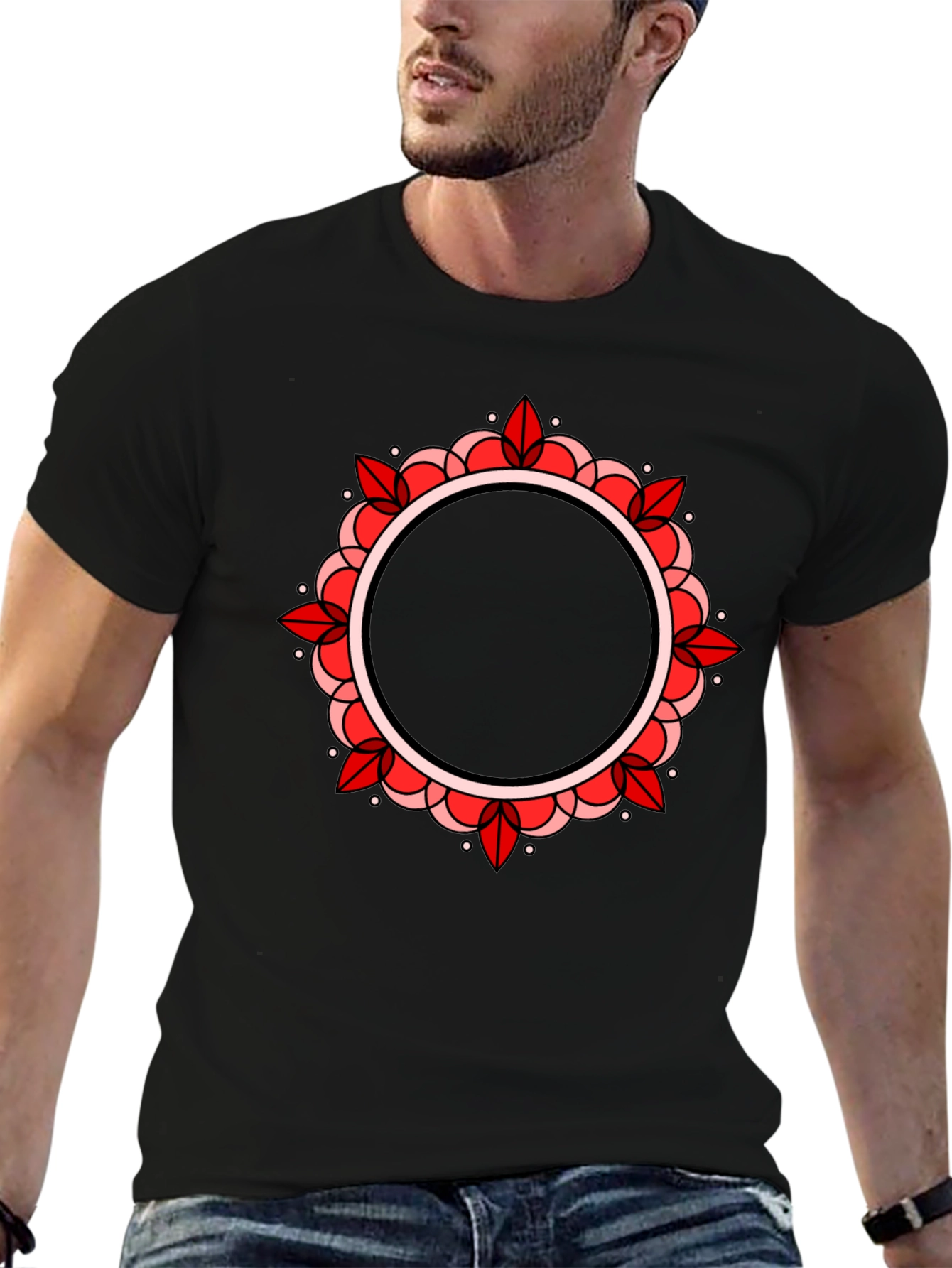 Mandala Circle Graphic Black T-Shirt
