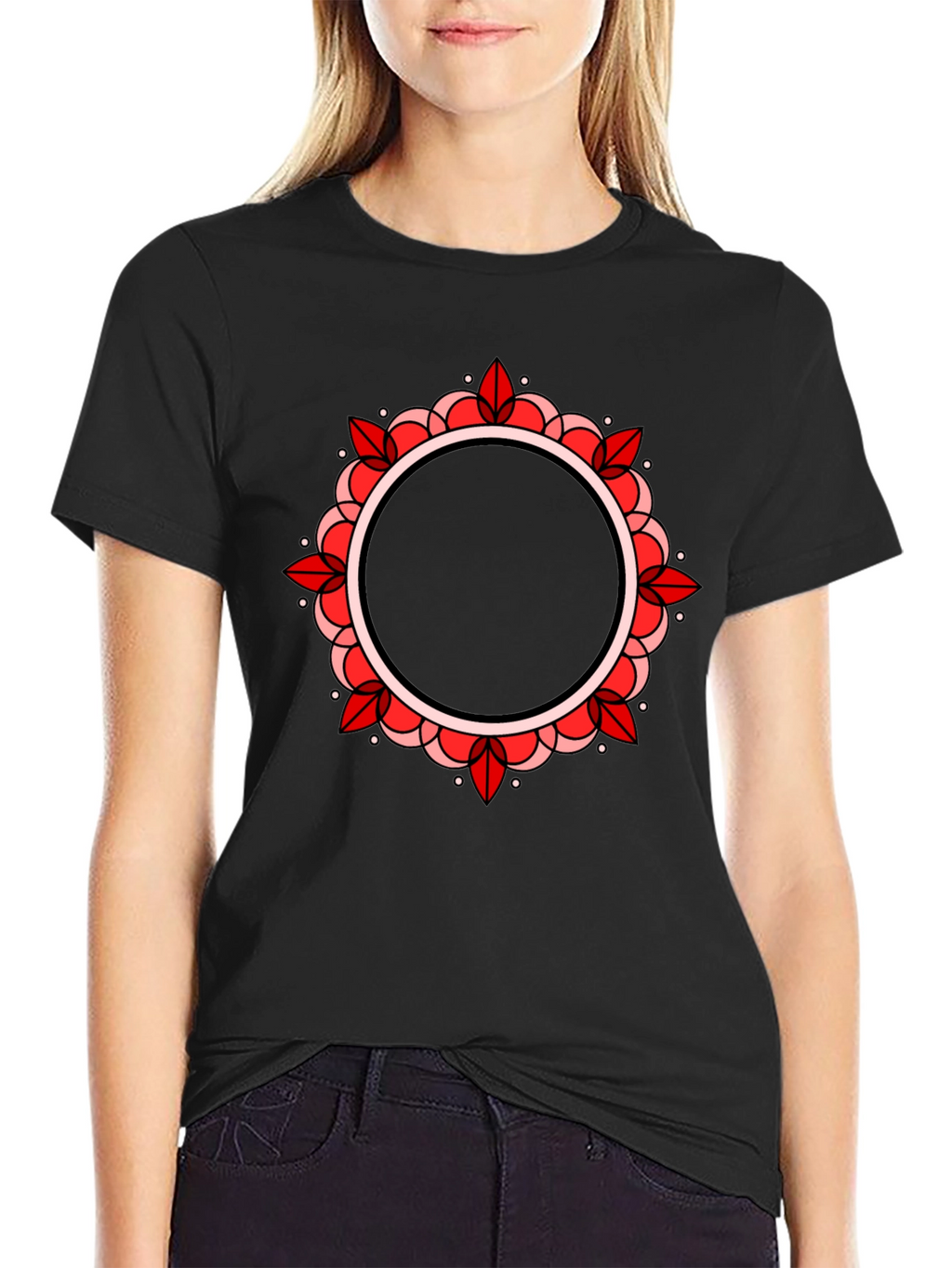 Mandala Circle Graphic Black T-Shirt