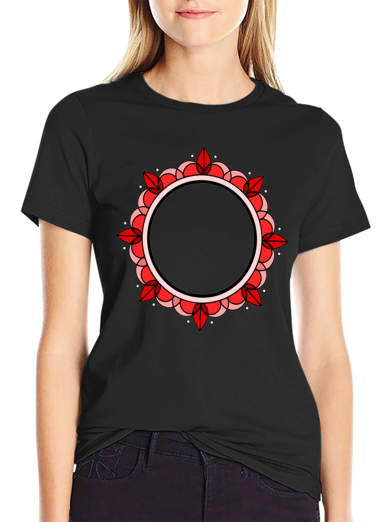 Mandala Circle Graphic Black T-Shirt
