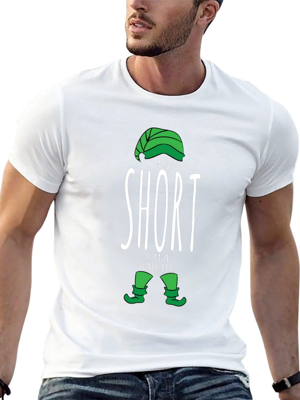 Funny Tall Elf T-Shirt - Holiday Novelty Tee